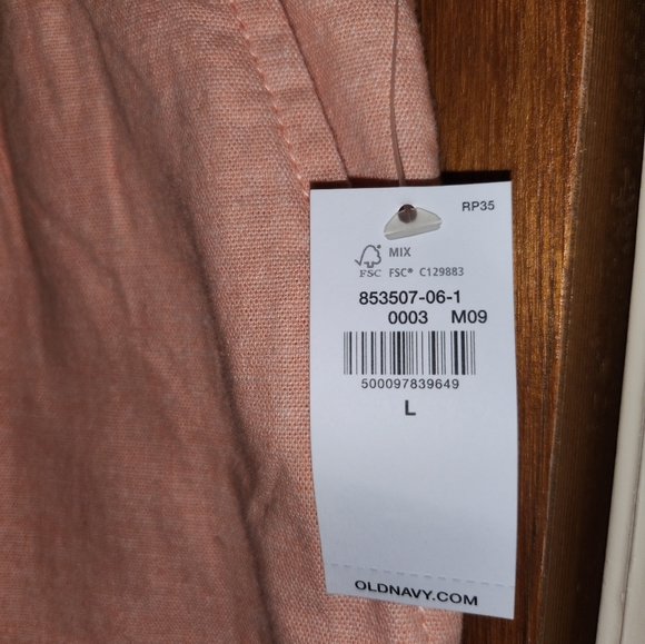 Mens Old Navy Jogger Shorts Linen Blend Size Large Peach in Color - Picture 3 of 6